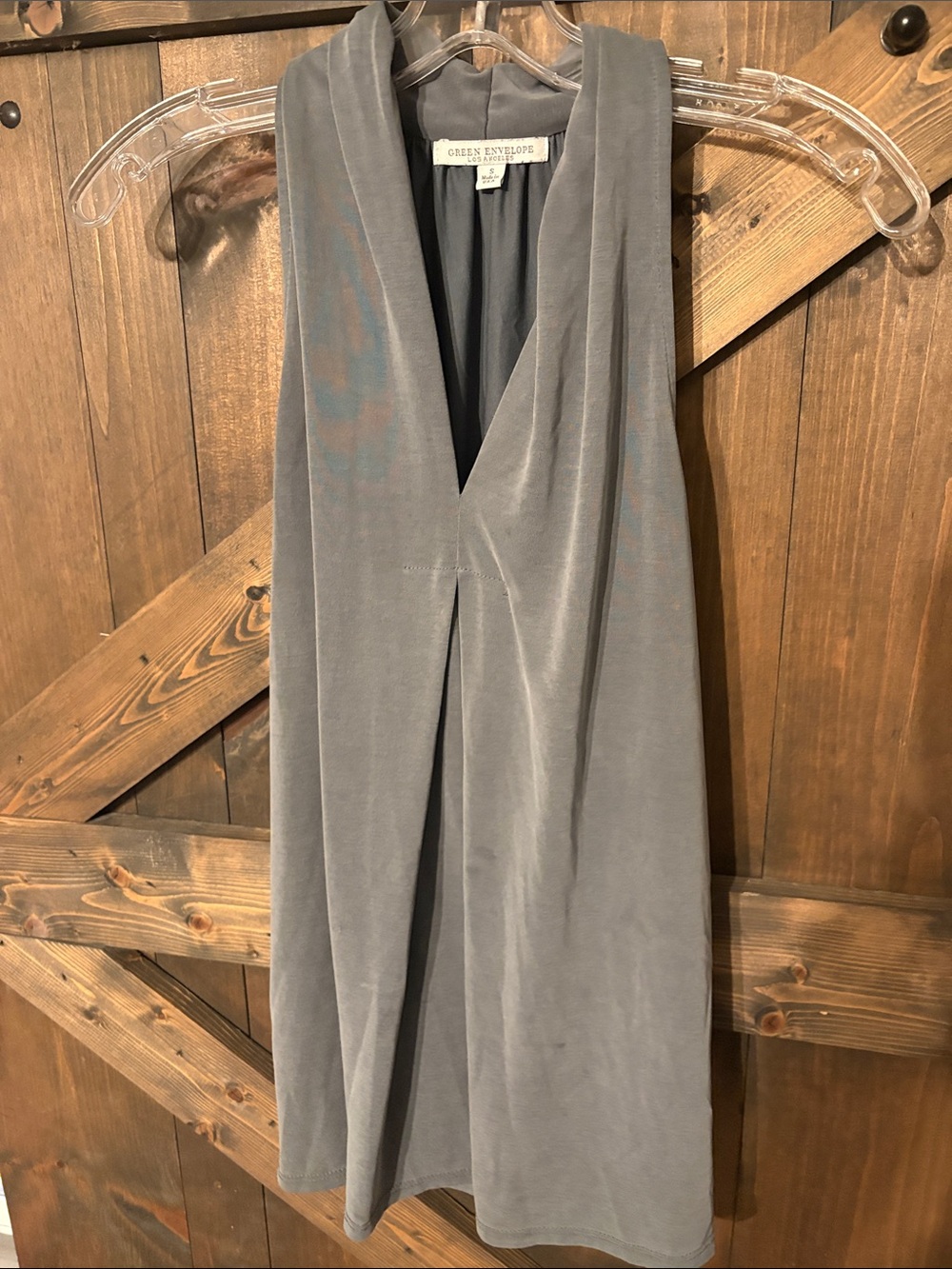 Green envelope gray dress tank